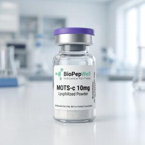 MOTS-c lyophilized powder vial with BioPepWell label
